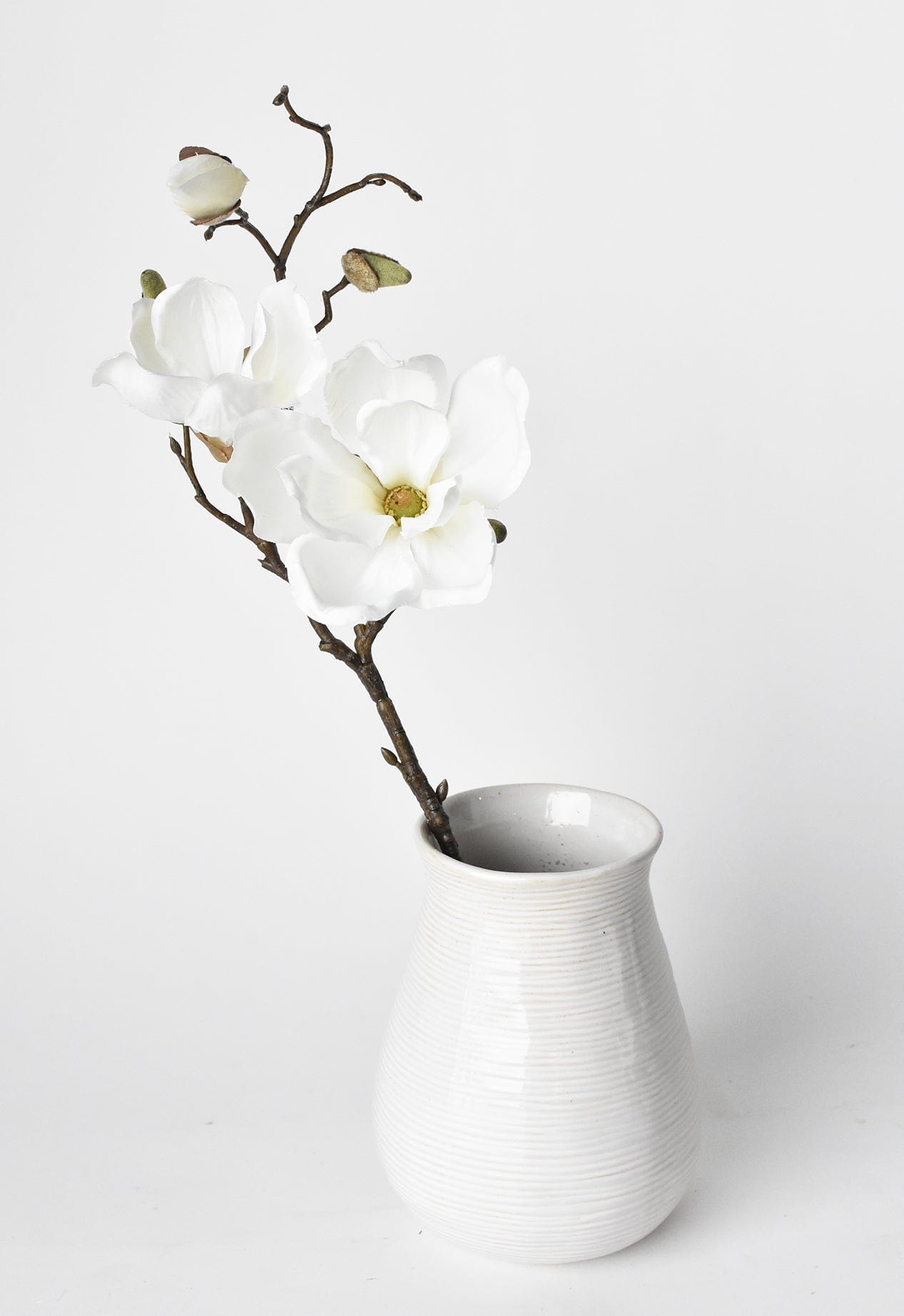 19&#x22; Faux Magnolia Stem White