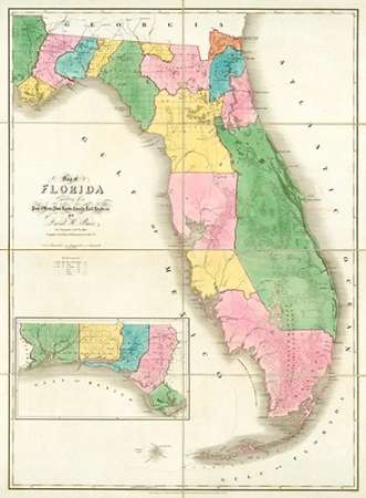 Map of Florida, 1839 Poster Print by David Burr - Item # VARPDX294970