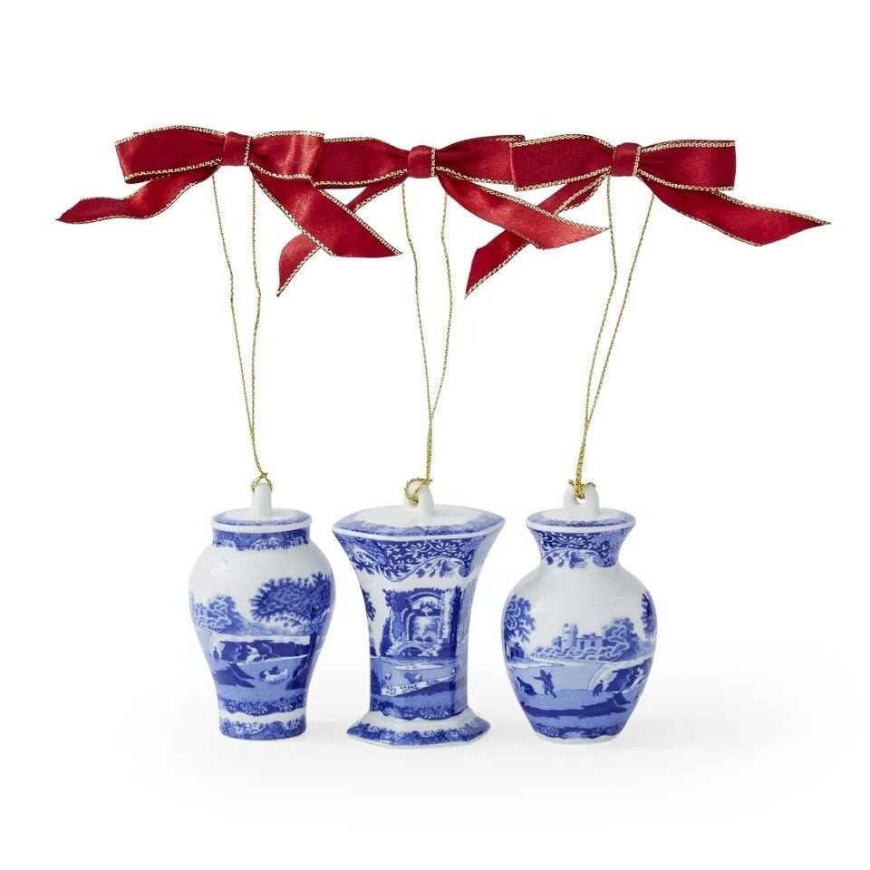 Spode Blue Italian Mini Urn Ornaments, Set of 3 | 2.8&#x201D; x 2&#x201D; x 1.5&#x201D;
