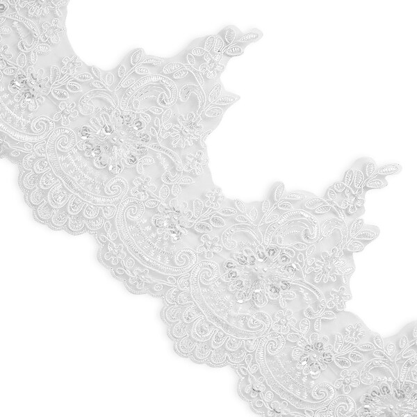 10 yards of Marie Embroidered Organza Lace Trim with Pearls and Sequin | 10 yard cut