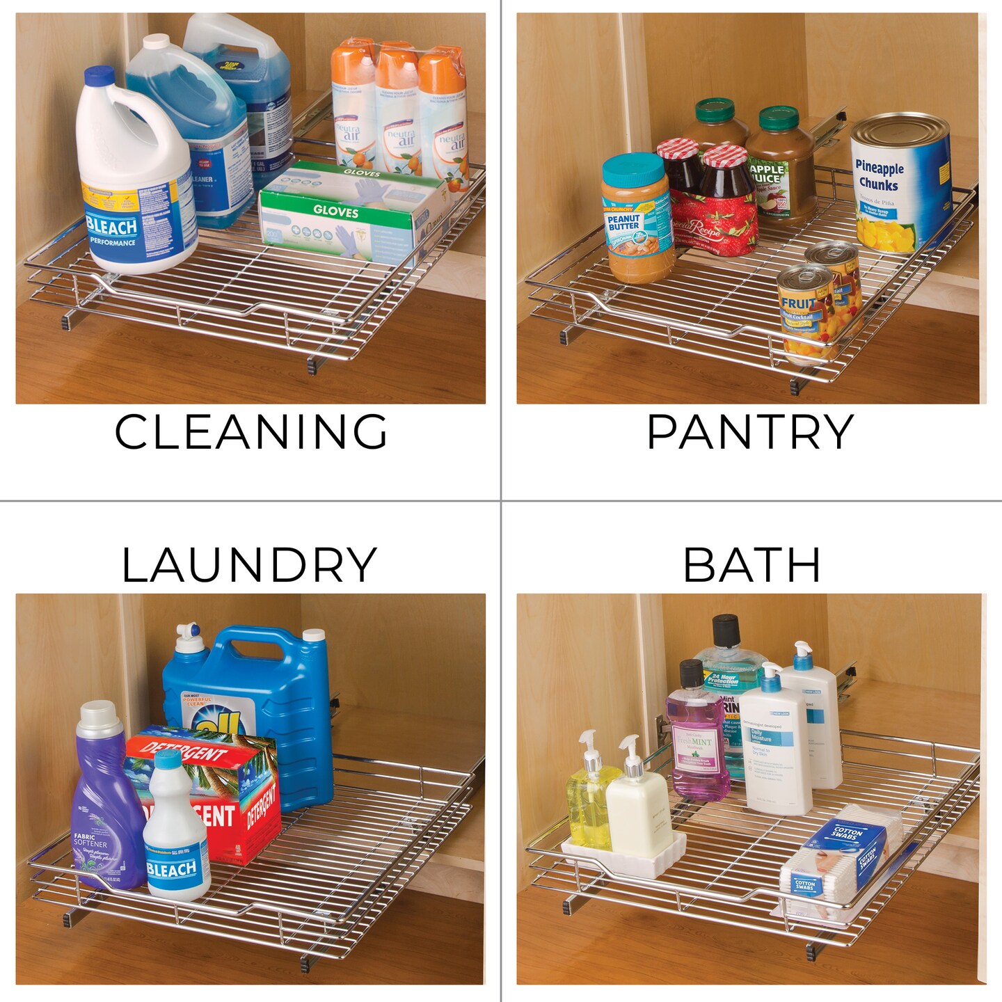 Smart Design Pull Out Cabinet Shelf - Extra Large - 20 In. x 21-40 - Chrome