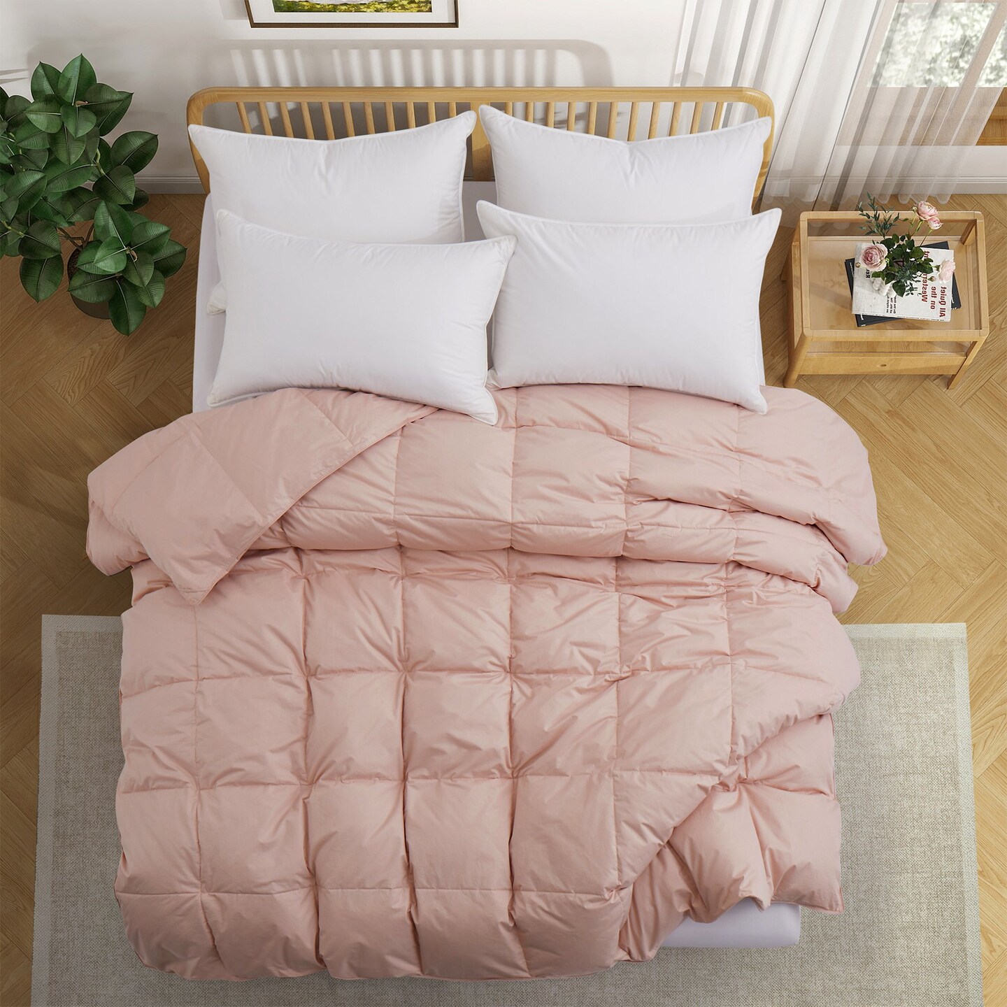Puredown Organic Cotton Comforter Down Feather Twin Full Queen King All Season
