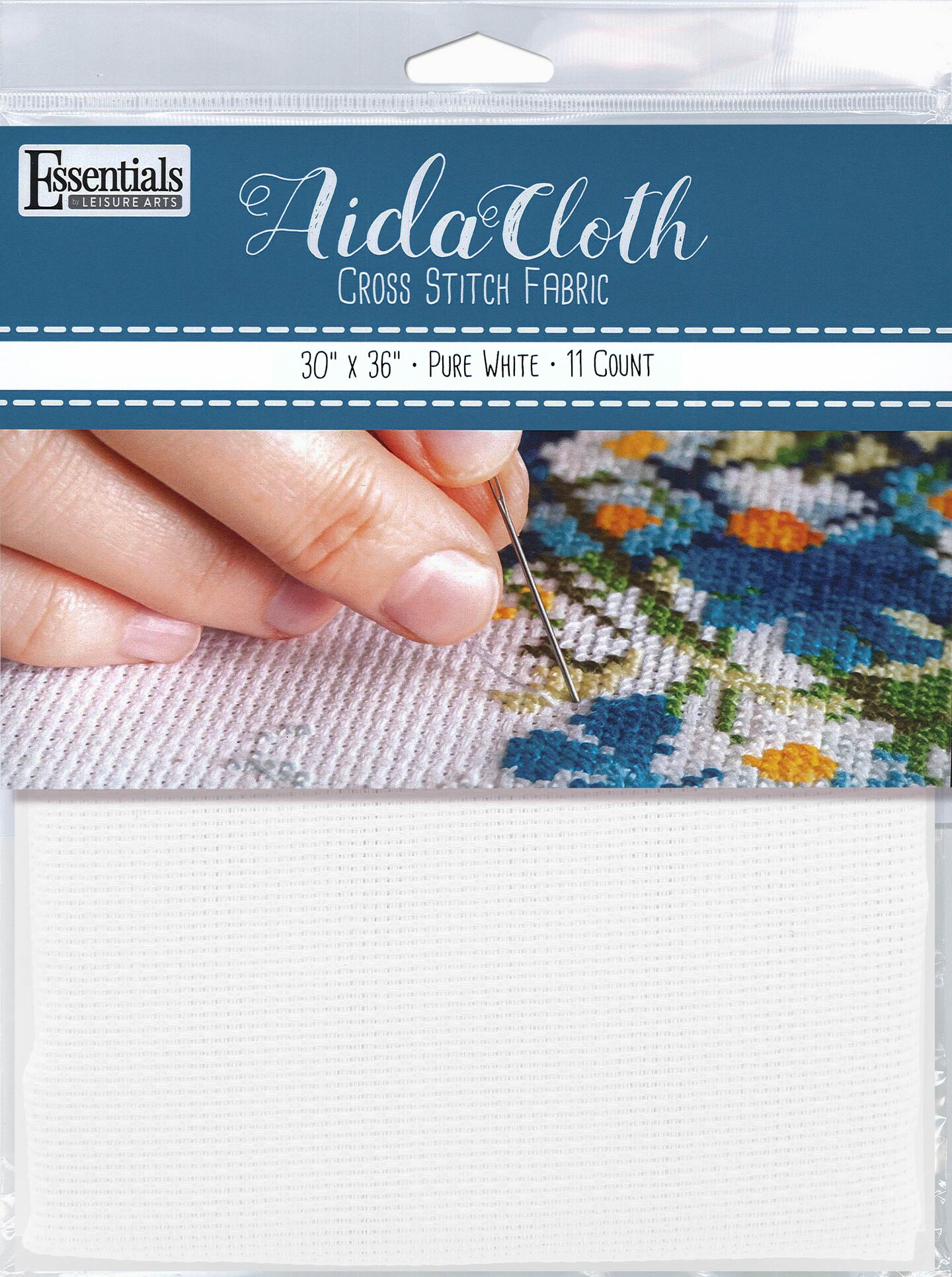 Essentials By Leisure Arts Aida Cloth, 11 Count, White Cross Stitch ...