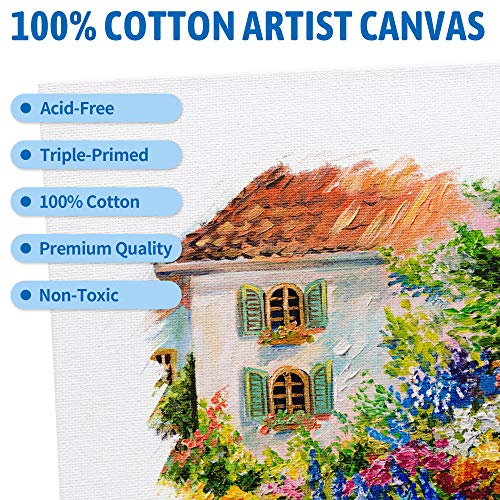12 Pack Painting-Canvas-Panels,8x10 Inch Canvas Board Super Value Canvases,100% Cotton,Primed Canvas Panel,Acid Free,Artist Canvas Boards for Professionals,Hobby Painters,Students &#x26; Kids.