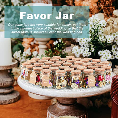 Ritayedet 40 Pack Glass Favor Jars with Cork Lid, 3.4 oz Small Glass Bottles for Wedding Favor, Baby Shower, Party Favor, Gift Jars for Candy, Bonus Twine and Labels