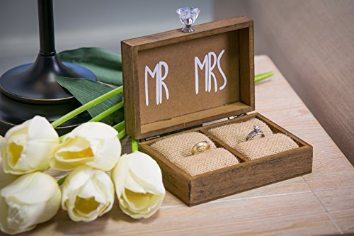 Cypress Home Wedding Decor &#x201C;and Then Two Become One&#x201D; Mr. and Mrs. Wooden Ring Holder Decorative Box - 5&#x201D;W x 6&#x201D;D x 2&#x201D;H Elegant Wedding Proposal Rustic Gift Box