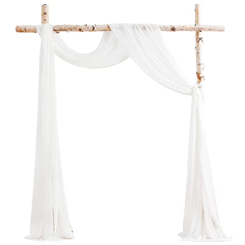 Wedding Arch Draping Fabric 2 Panels 20Ft White Chiffon Fabric Drapes Arbor Drapery Wedding Ceremony Reception Swag Decorations