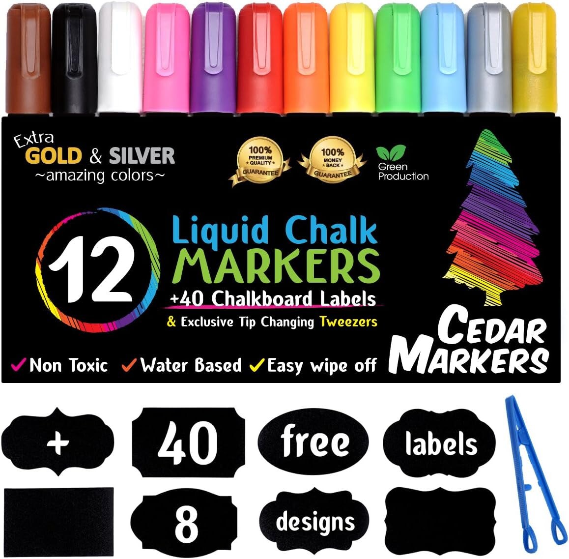 Liquid Chalk Markers Colored Pens Dry Erase Chark Markers for