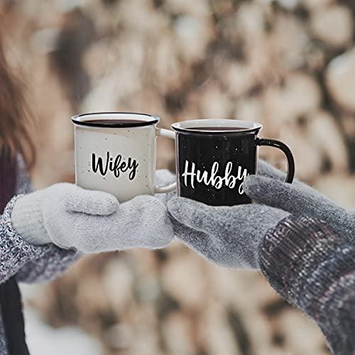 Wifey Hubby Mugs Set of 2 Coffee Mug, Bride Groom Mug Set Wedding Gift to Give, Couples Coffee Mug Set Quote, Newlywed Coffee Mugs Gift Set, Mr Mrs Mugs for Married Couple