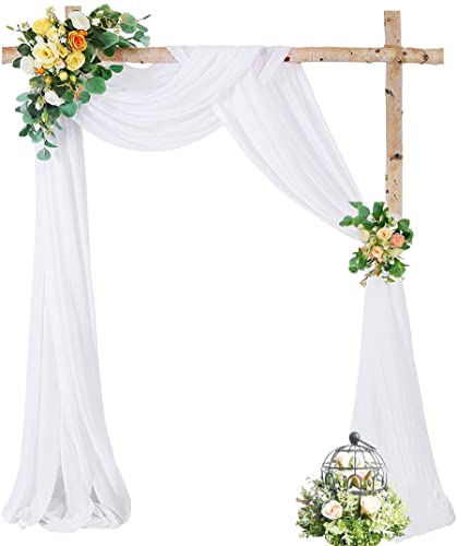 Wedding Arch Draping Fabric,2 Panel 28&#x22; x 19Ft White Wedding Arch Drapes Sheer Backdrop Curtain for Wedding Ceremony Party Ceiling Decor