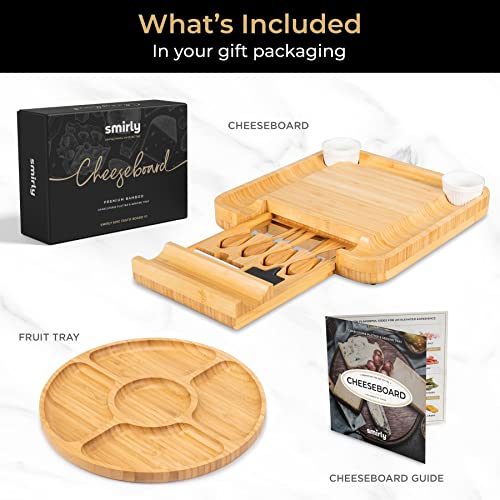 Charcuterie Boards Gift Set: Large Bamboo Cheese Board Set - Unique Mothers Day Gifts for Mom - House Warming Gifts New Home, Wedding Gifts for Couple, Bridal Shower Gift