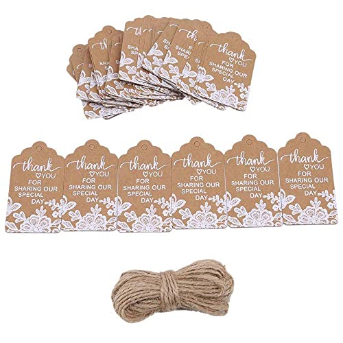 50 Sets Vintage Key Bottle Openers, Wedding Favor Souvenir Gift for Guests with Escort Card Thank You Tag Pillow Box and Jute Rope (White Lace)
