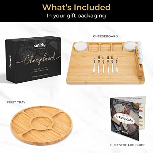 SMIRLY Charcuterie Boards Gift Set: Large Charcuterie Board Set, Bamboo Cheese Board Set - Unique Mothers Day Gifts for Mom - House Warming Gifts New Home, Wedding Gifts for Couple, Bridal Shower Gift