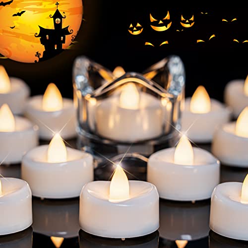 LED Candles, Tea Lights Candles Battery Operated Bulk, 24-Pack Long-Lasting 150 Hours Flameless Tealight Candles, Realistic Tea Lights for Halloween Christmas Wedding Table Decor, 1.5&#x27;&#x27; D X 1.25&#x27;&#x27; H