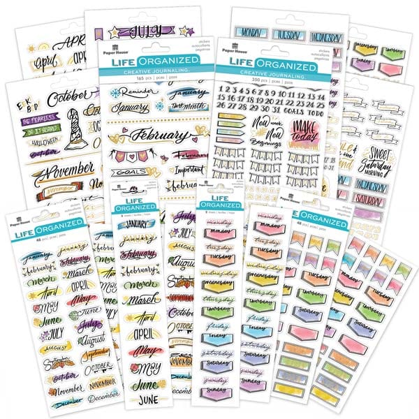 Month Stickers, Overview Stickers, Journal Stickers, Planner