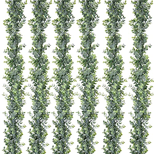 DearHouse 6 Pack Faux Eucalyptus Garland Plant, Artificial Vines Hanging  Eucalyptus Leaves Greenery Garland for Wedding Backdrop Arch Wall Decor, 6  Feet/pcs UV Protected Indoor Outdoor