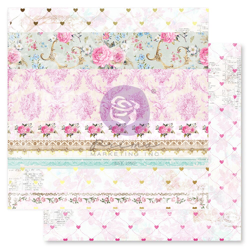 Avec Amour Collection 12x12 Sheet - Together Forever - 1 sheet 12"x12" w/ foil details / paper Scrapbook Supplies Material For Craft Notebooksdecoupage Album Journals Planners Art Journaling Bullet (10 SHEETS)