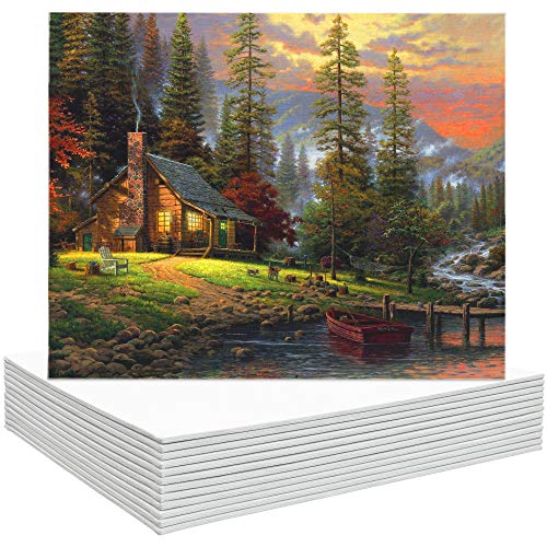 FIXSMITH-Painting-Canvas-Panels,8x10 inch Canvas Board Super Value 12 Pack Canvases,100% Cotton,Primed Canvas Panel,Acid Free,Artist Canvas Boards for