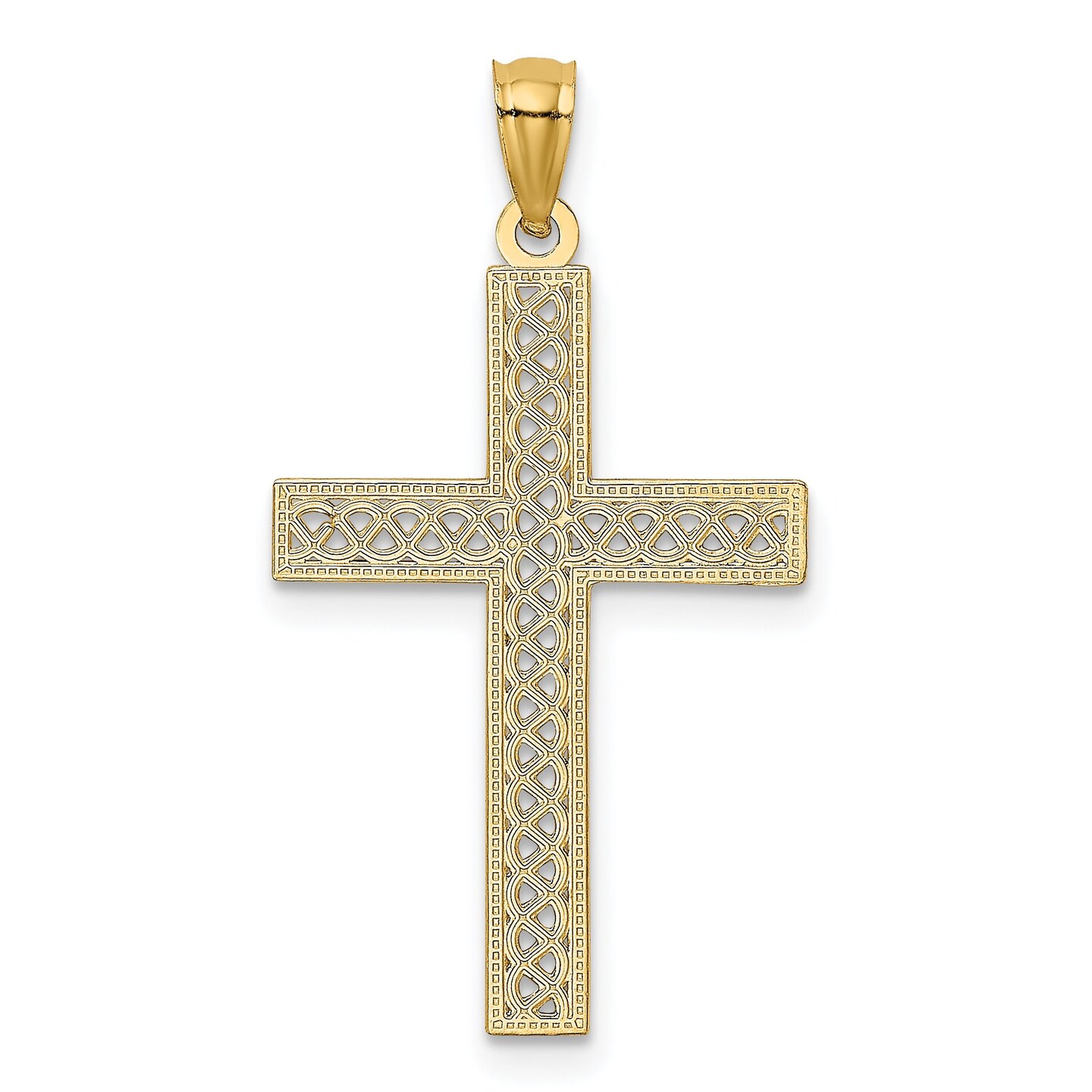14K Yellow Gold Cross Pendant Charm Religious Jewelry 34 X 19mm