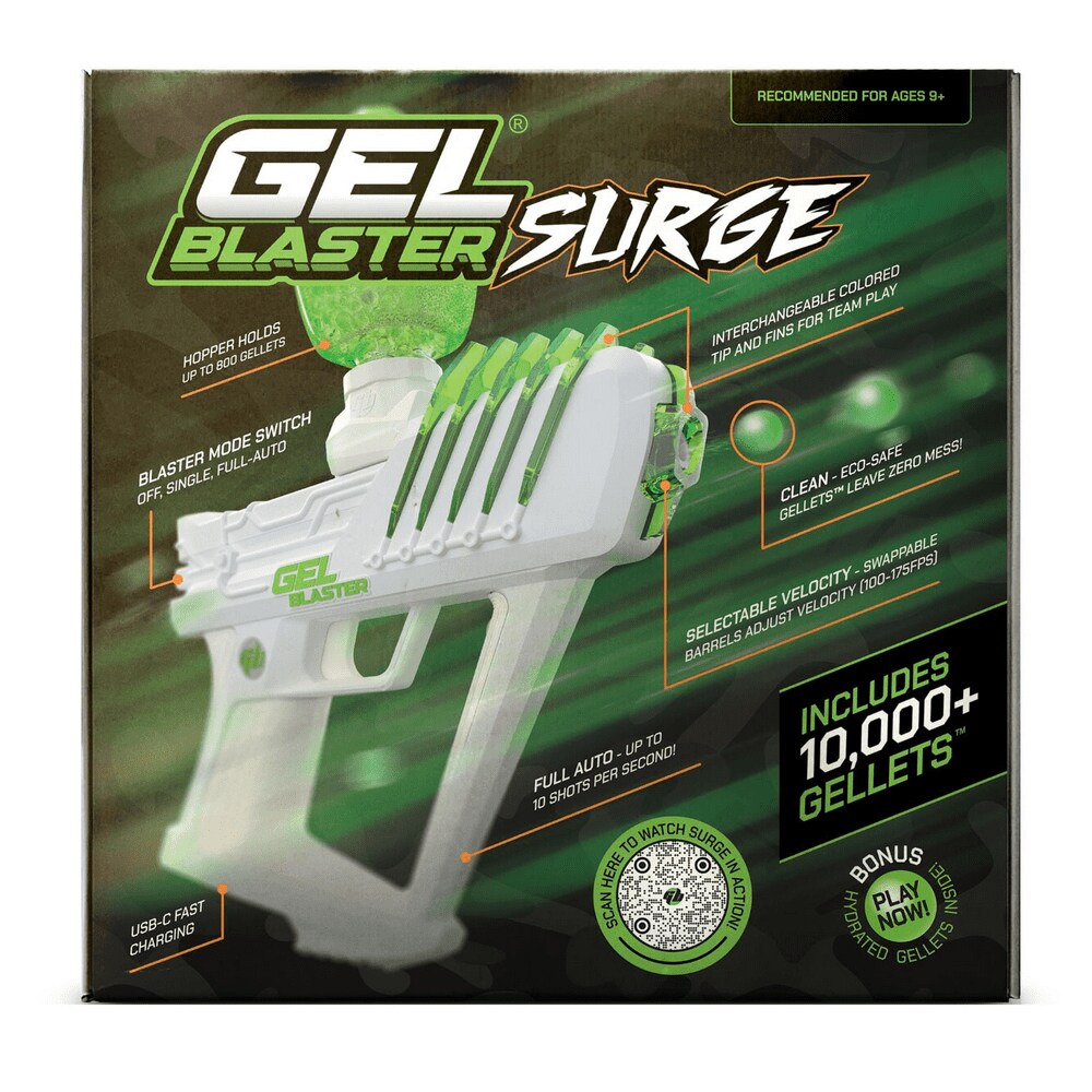 SURGE, Water-Based Gel Bead Blaster with 10,000 Electric Green Gellet ...