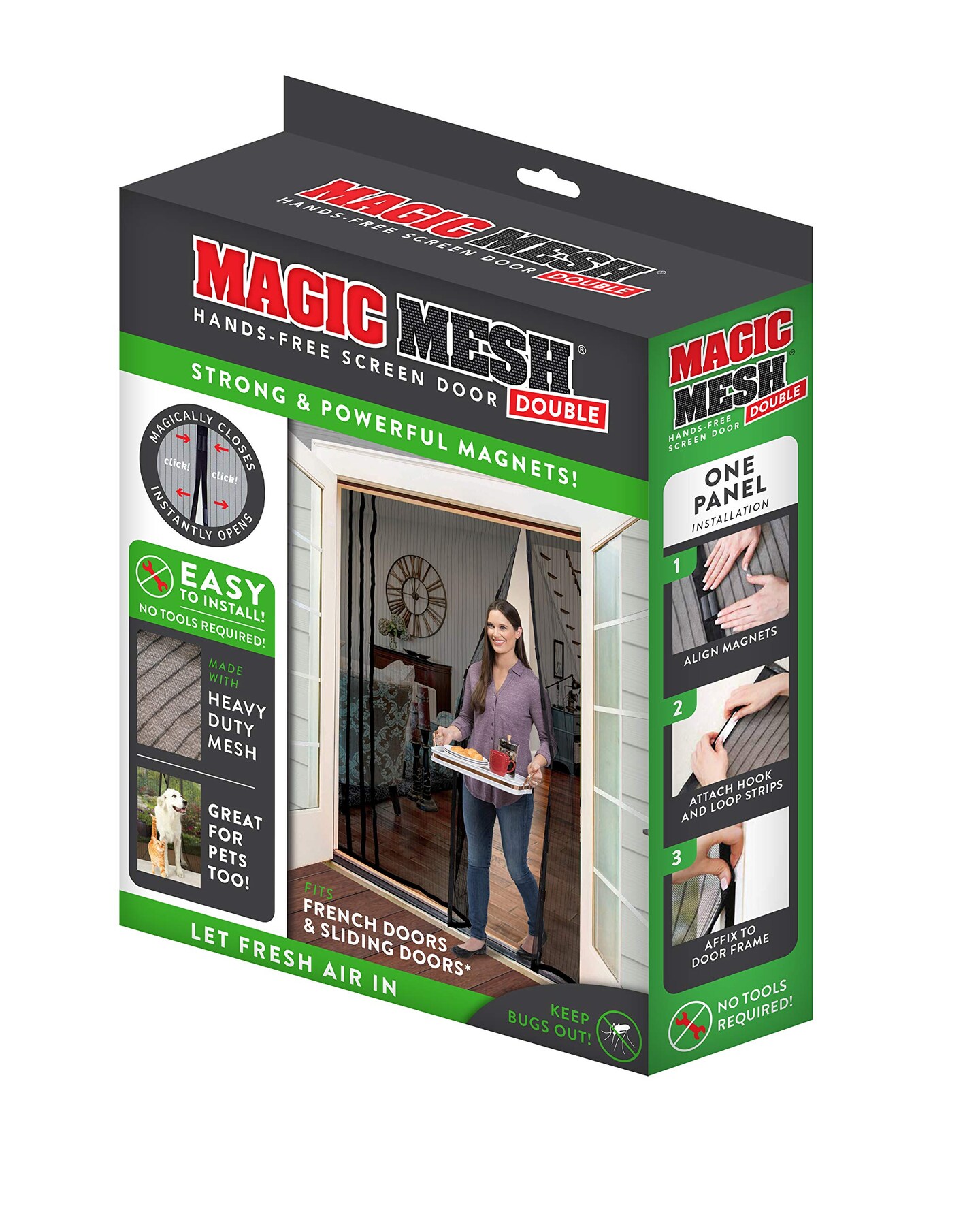 Magic Mesh Double Door Screen NEW IN BOX French & Sliding Doors 75 x 83