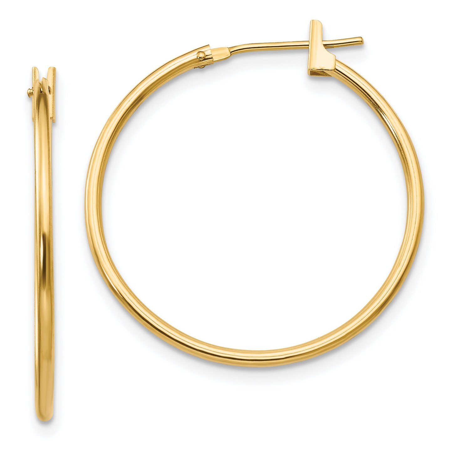14K Yellow Gold Hoop Earrings Polished Jewelry 25mm x 25mm