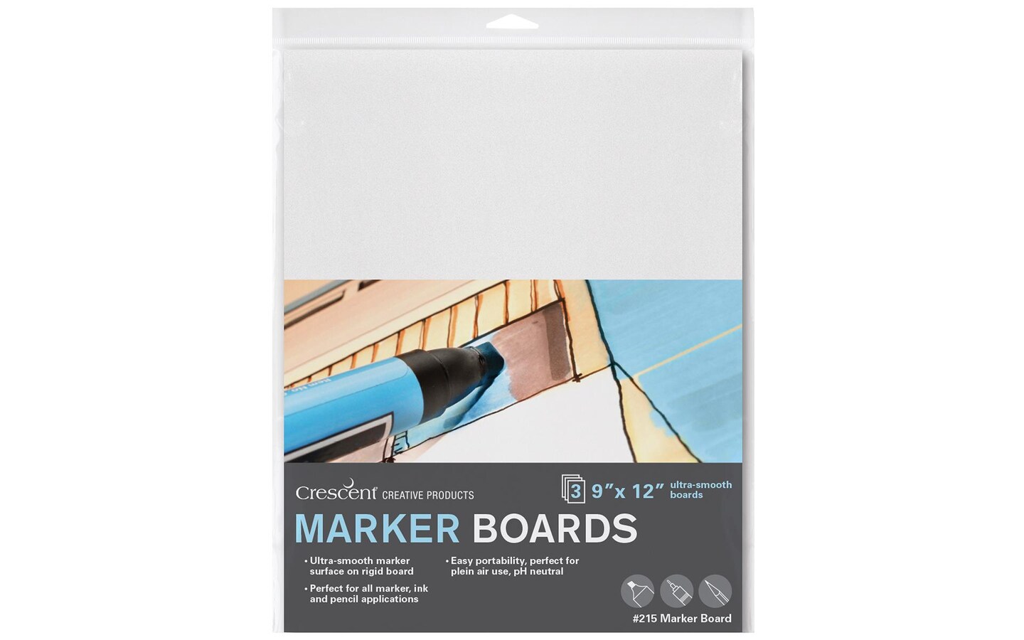 Crescent Marker Board 9x12 3/pk