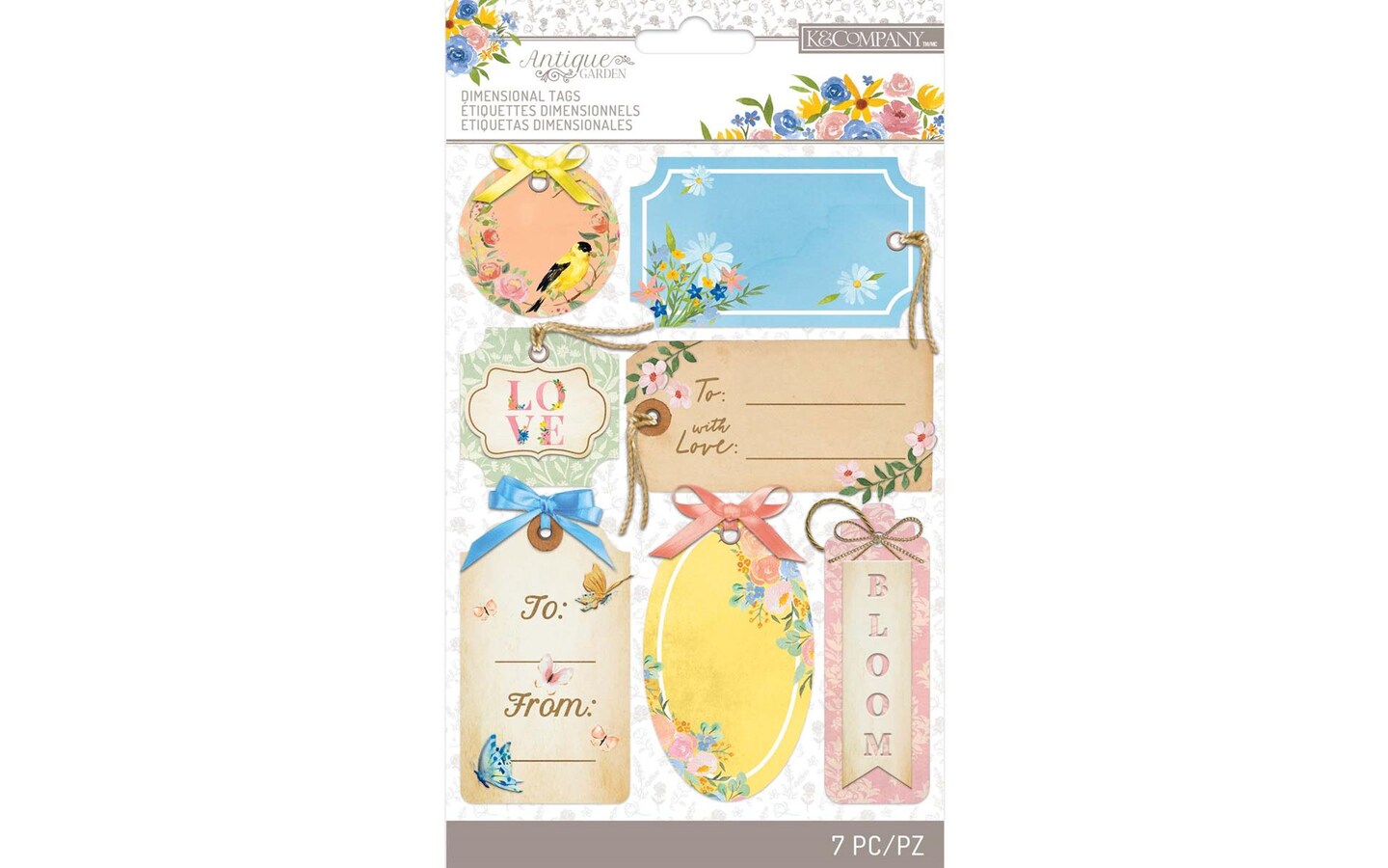 K&#x26;Co Antique Garden Tags Ribbon Accents