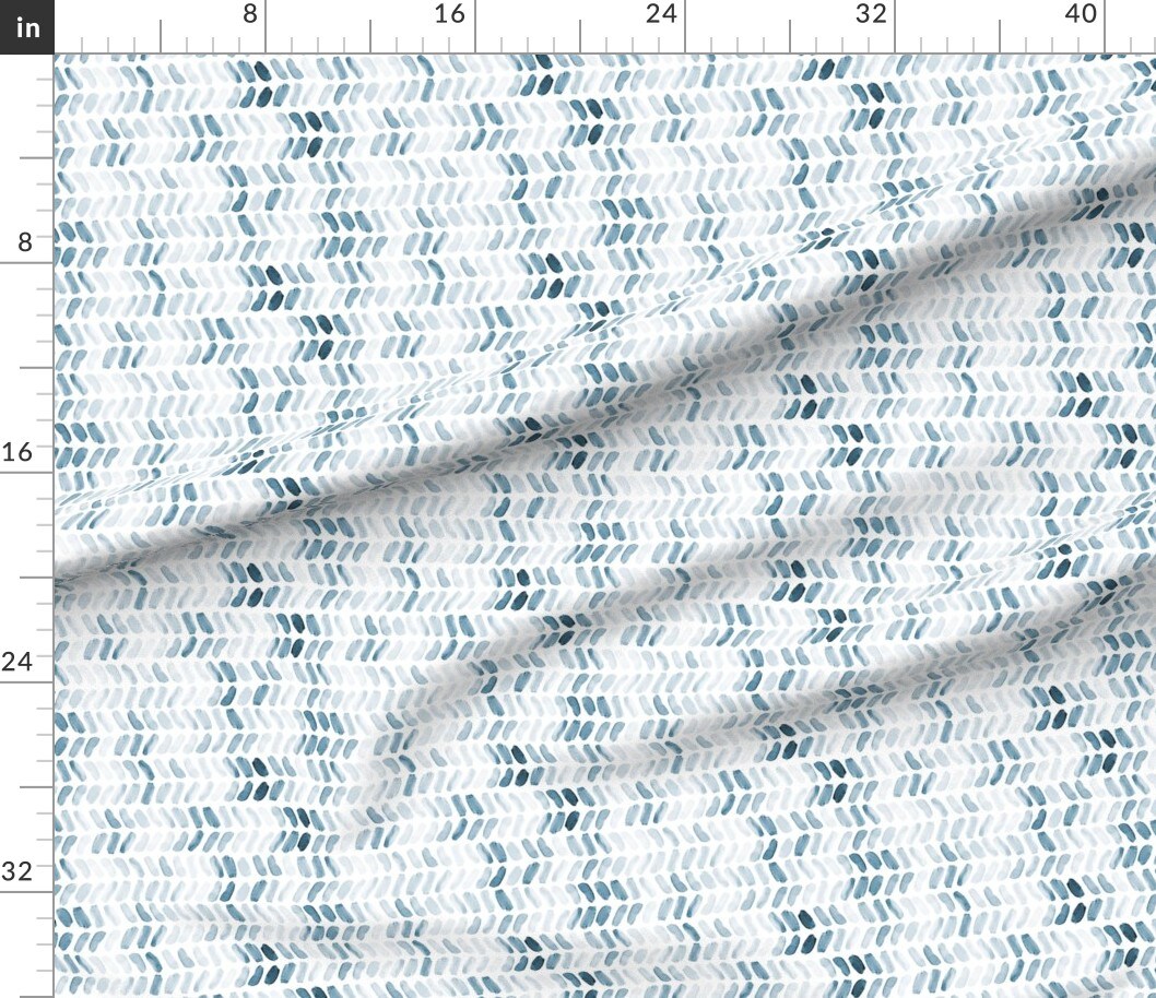 Chevron Watercolor Herringbone Navy Blue Spring Summer Custom Printed Fabric by Spoonflower Various Fabrics by the Yard or Fat Quarter
