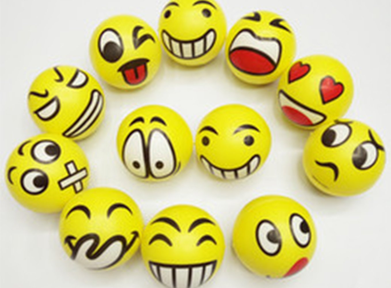Big Mo's Toys 3" Party Pack Emoticons Stress Balls Stress Reliver Party Favors, Toy Balls, Party Toys (12 Pack)