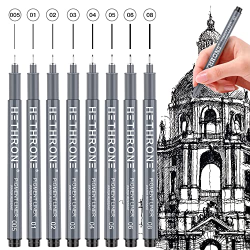 Hethrone Micro-Pens 8 Size Drawing Ink Pens for Artists Sketching Writing