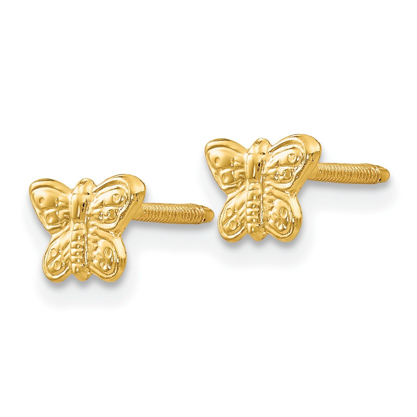 14K Yellow Gold Butterfly Screwback Earrings Jewelry 6mm x 6mm