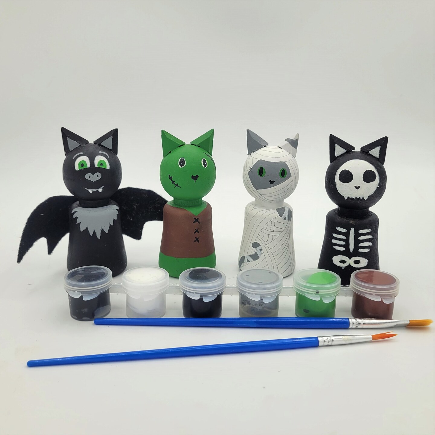 Halloween Cat Peg Doll Painting Craft Kit by Ink and Trinket Kids