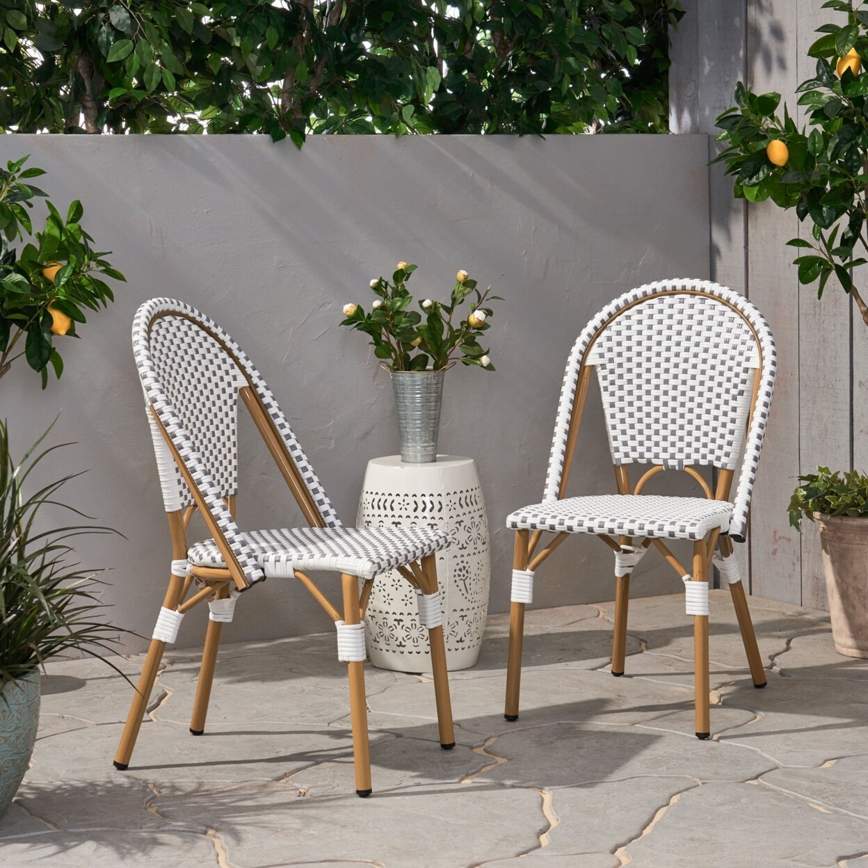 GDFStudio Desire Outdoor French Bistro Chair (Set of 2)
