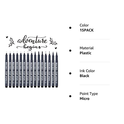 Tebik Hand Lettering Pens, 15 Pack Calligraphy Brush Pen Markers Black Ink  for Beginners Writing, Lettering, Journaling, Art Drawing, Signature,  Illustrations and Office School Supplies