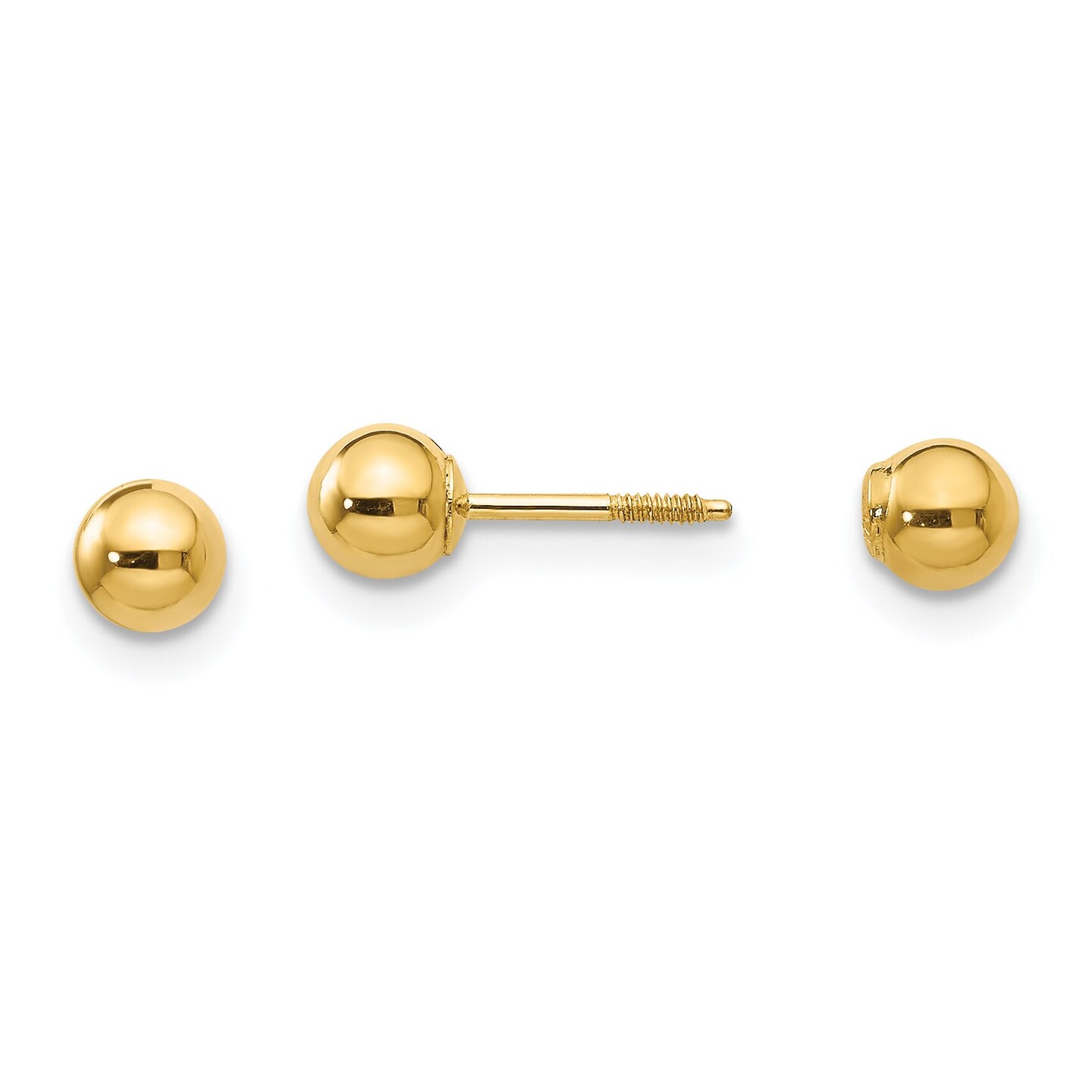14K Yellow Gold Reversible Ball Earrings Jewelry 11mm x 4mm