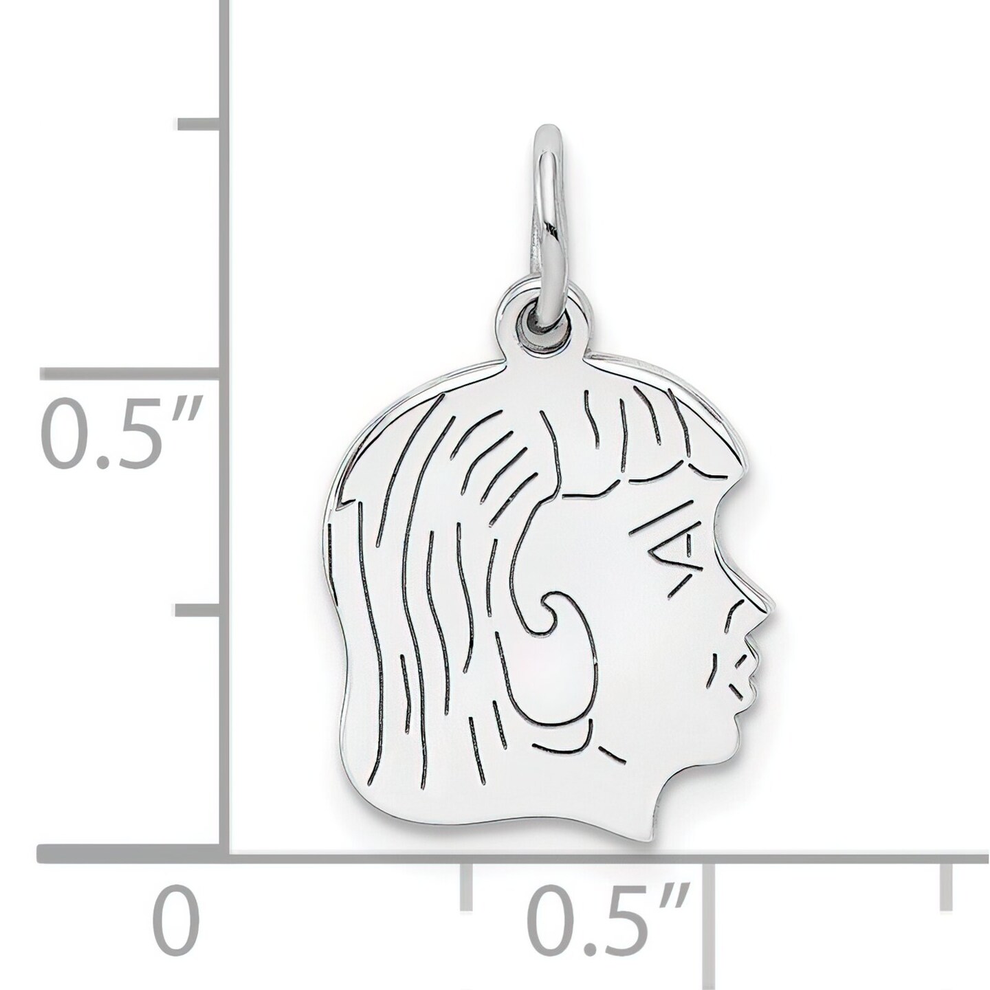 Sterling Silver Girl Charm 0.018&#x22; 12.8mm Jewerly 16mm x 13mm