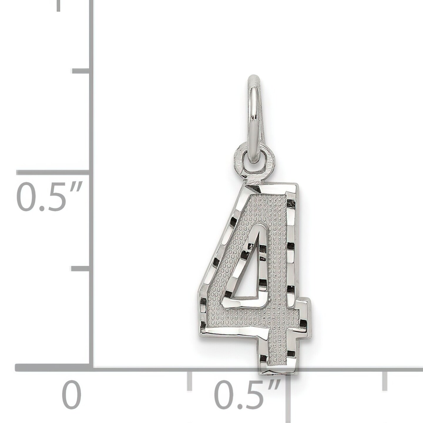 Sterling Silver Small #4 Charm Number Pendant Jewelry 20mm x 7mm