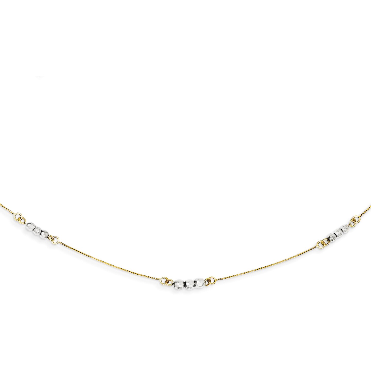14K Two Tone Gold Bead Necklace 18&#x22;