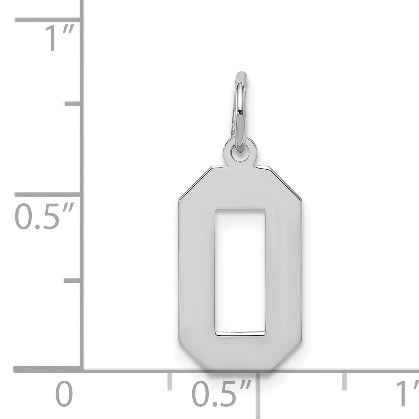 Sterling Silver Medium Polished Number 0 Charm Pendant Jewerly 21mm x 8mm
