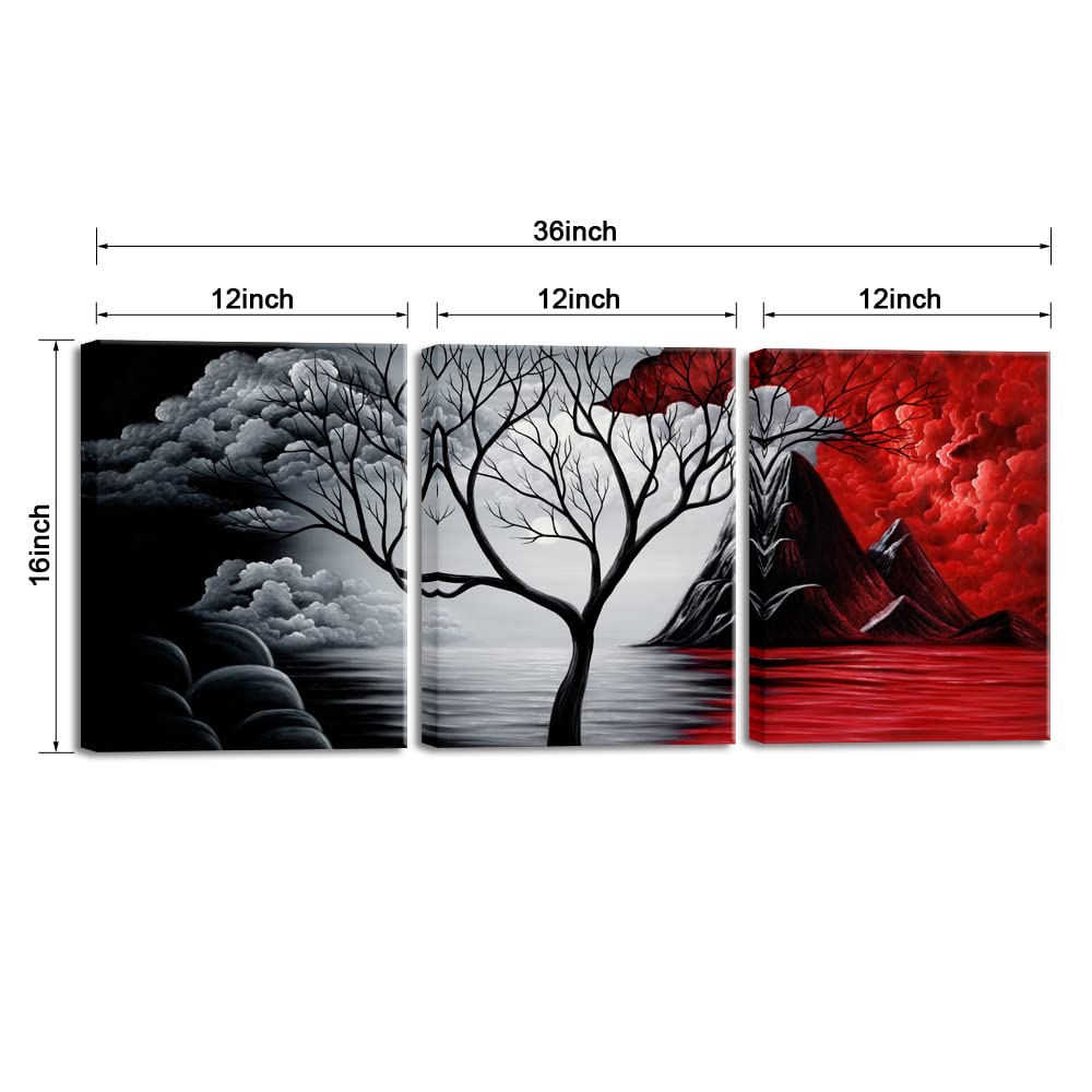 The Cloud Tree Wall Art - 3 Panels Giclee Landscape Canvas Prints, Oil Painting Style for Home Decorations