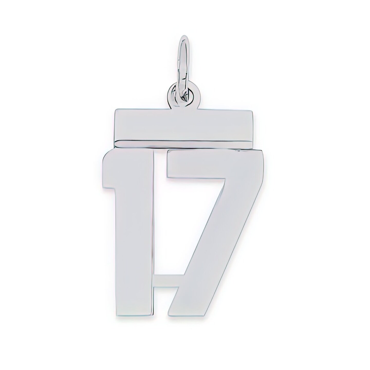 Sterling Silver Small Polished Number 17 Charm Pendant Jewerly 20mm x 8mm