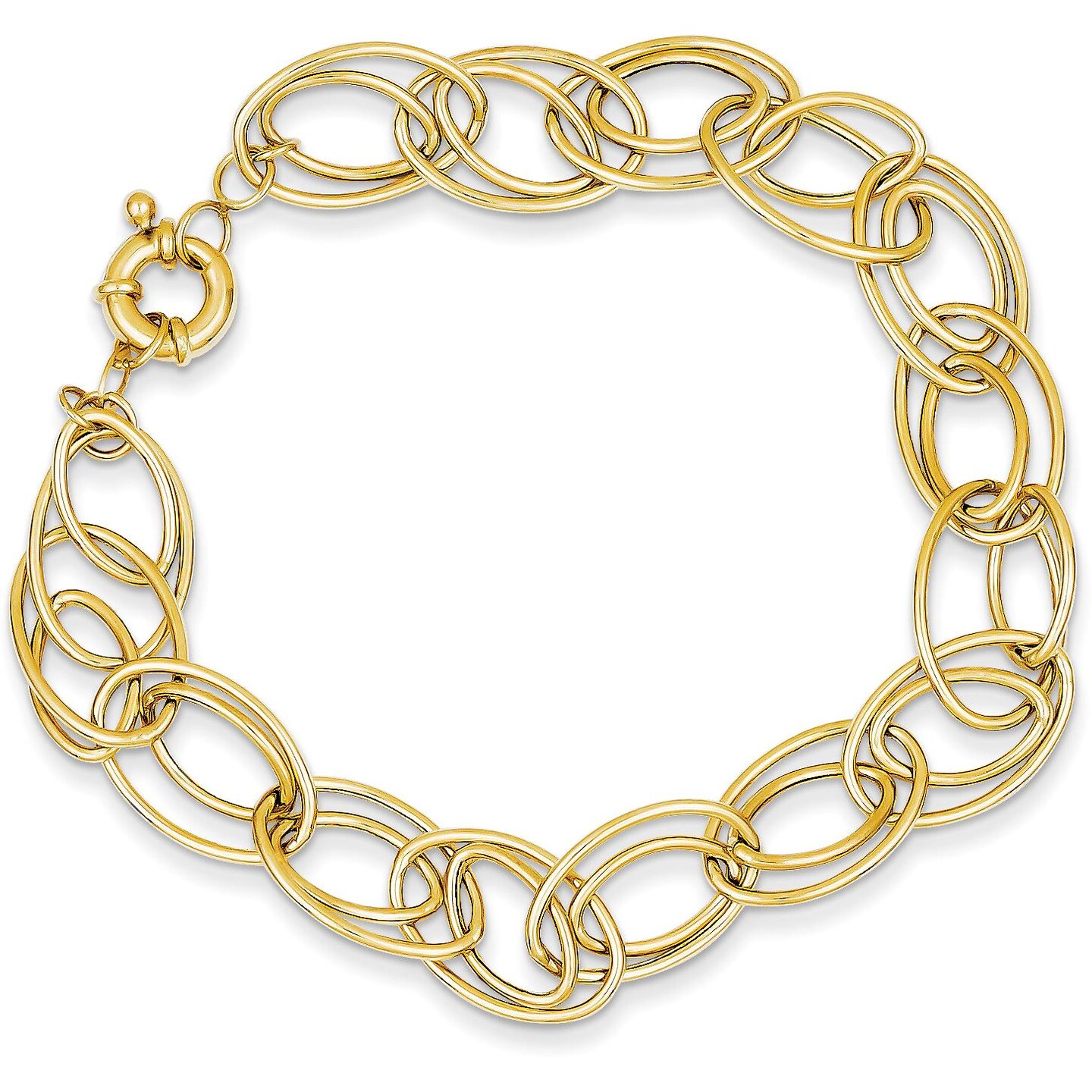 Double Link 14K Yellow Gold Chain Link Bracelet