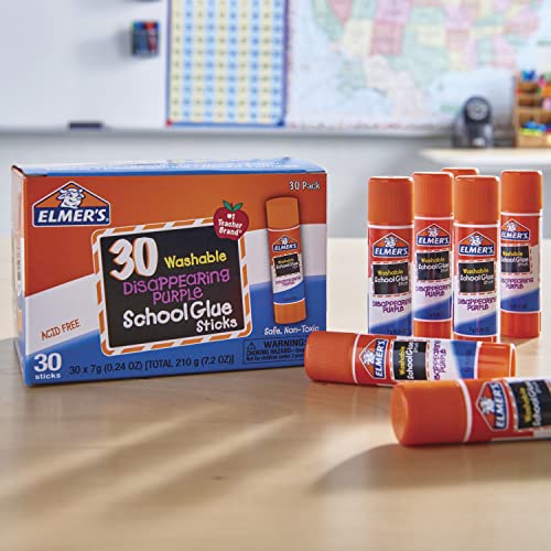 ElmerS Disappearing Purple School Glue Sticks Washable 7 Grams 30