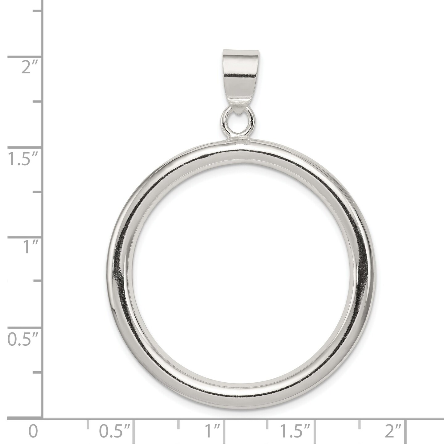 Sterling Silver Circle Pendant Charm Fashion Jewelry 51mm x 38mm