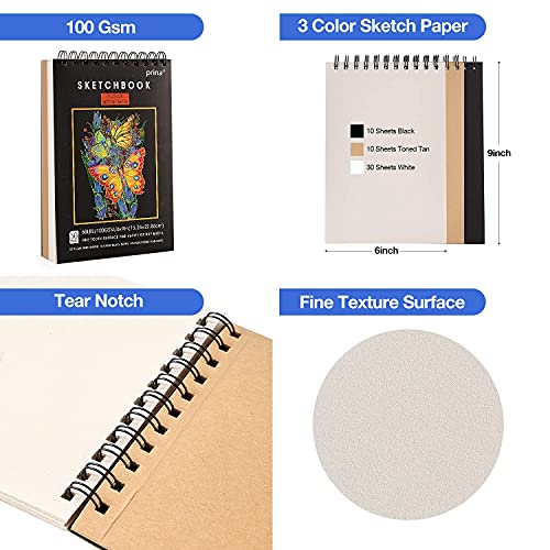 76-Pack Drawing Set Sketching Kit Pro Art Supplies with 3-Color Sketchbook Includes Tutorial Colored, Graphite, Charcoal, Watercolor, and Metallic Pencils for Artists, Adults, Teens, and Beginners