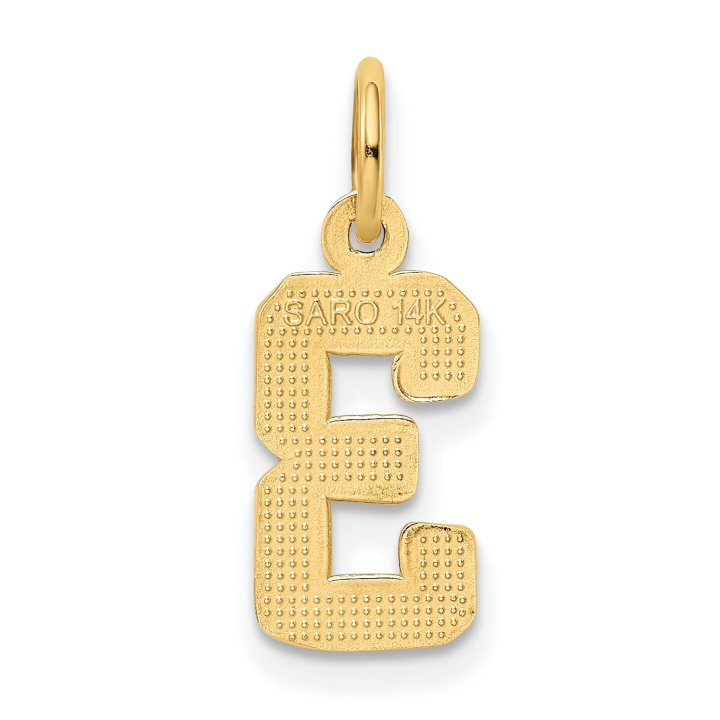 14K Gold Small Polished Number 3 Charm Pendant Jewelry 20mm x 7mm