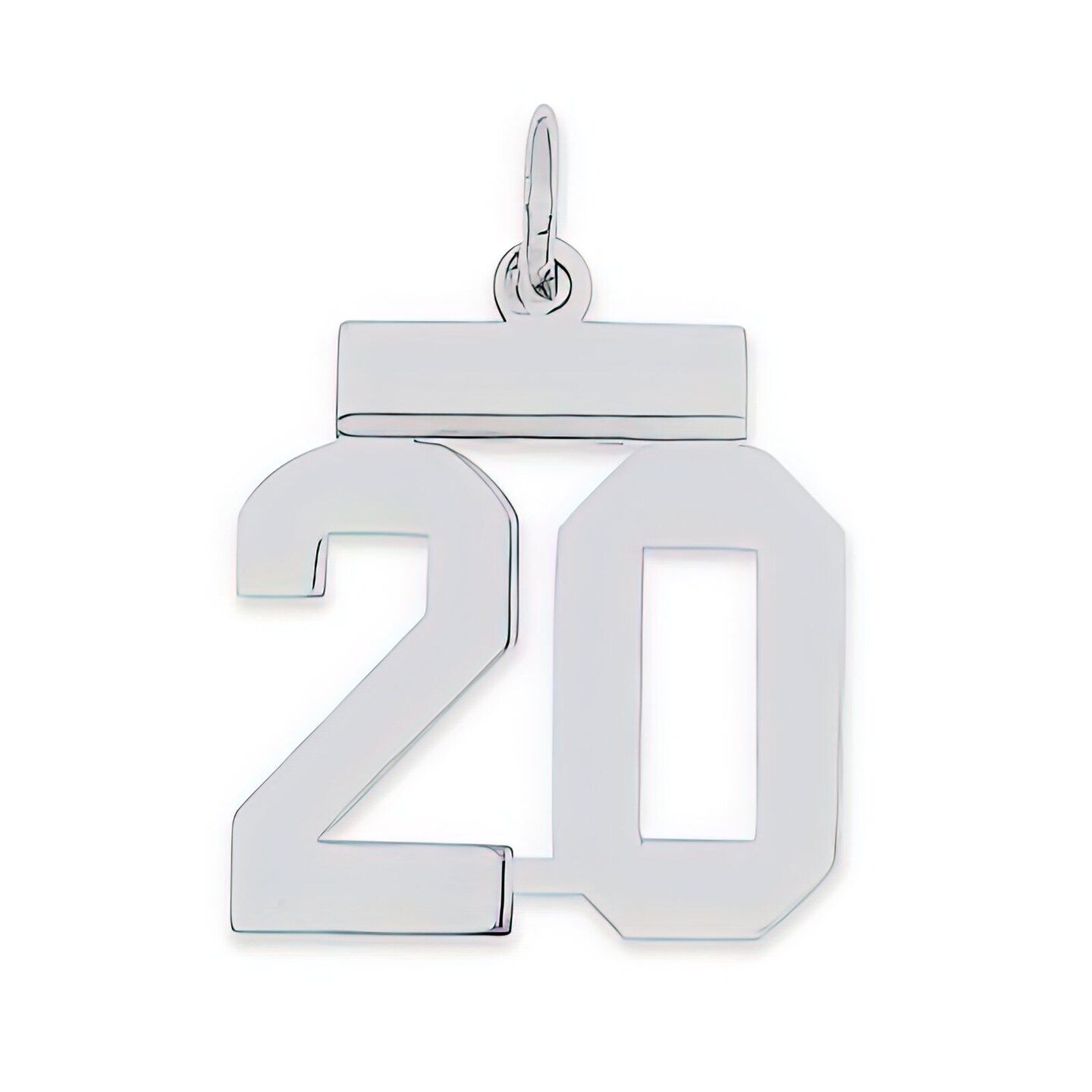 Sterling Silver Number 20 Charm Jewerly 20mm x 8mm