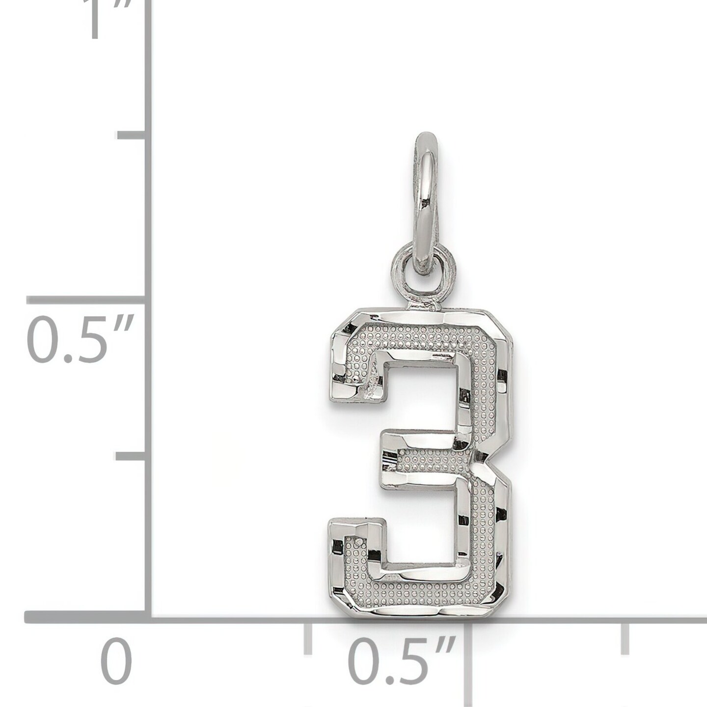 Sterling Silver Small #3 Charm Number Pendant Jewelry 20mm x 7mm