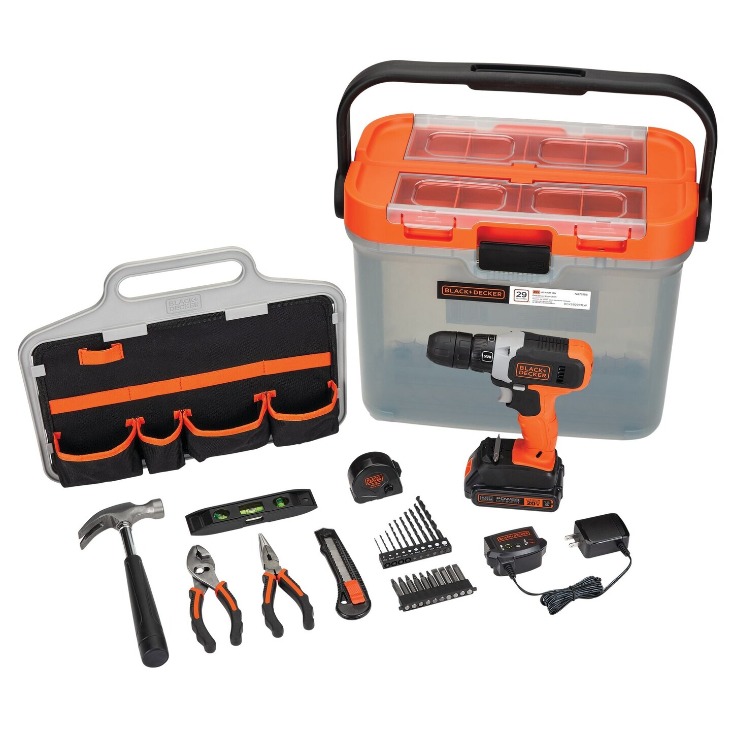 BLACK+DECKER 20V MAX* Cordless Drill With 28-Piece Home Project Kit (BCKSB29C1)